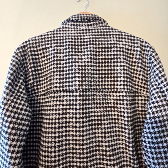 Joie Houndstooth Button Down Women's Boho Casual Shacket Black White Size 1X - Picture 13 of 16